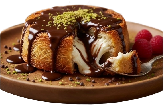 Chocolate Kunafa with Cheese